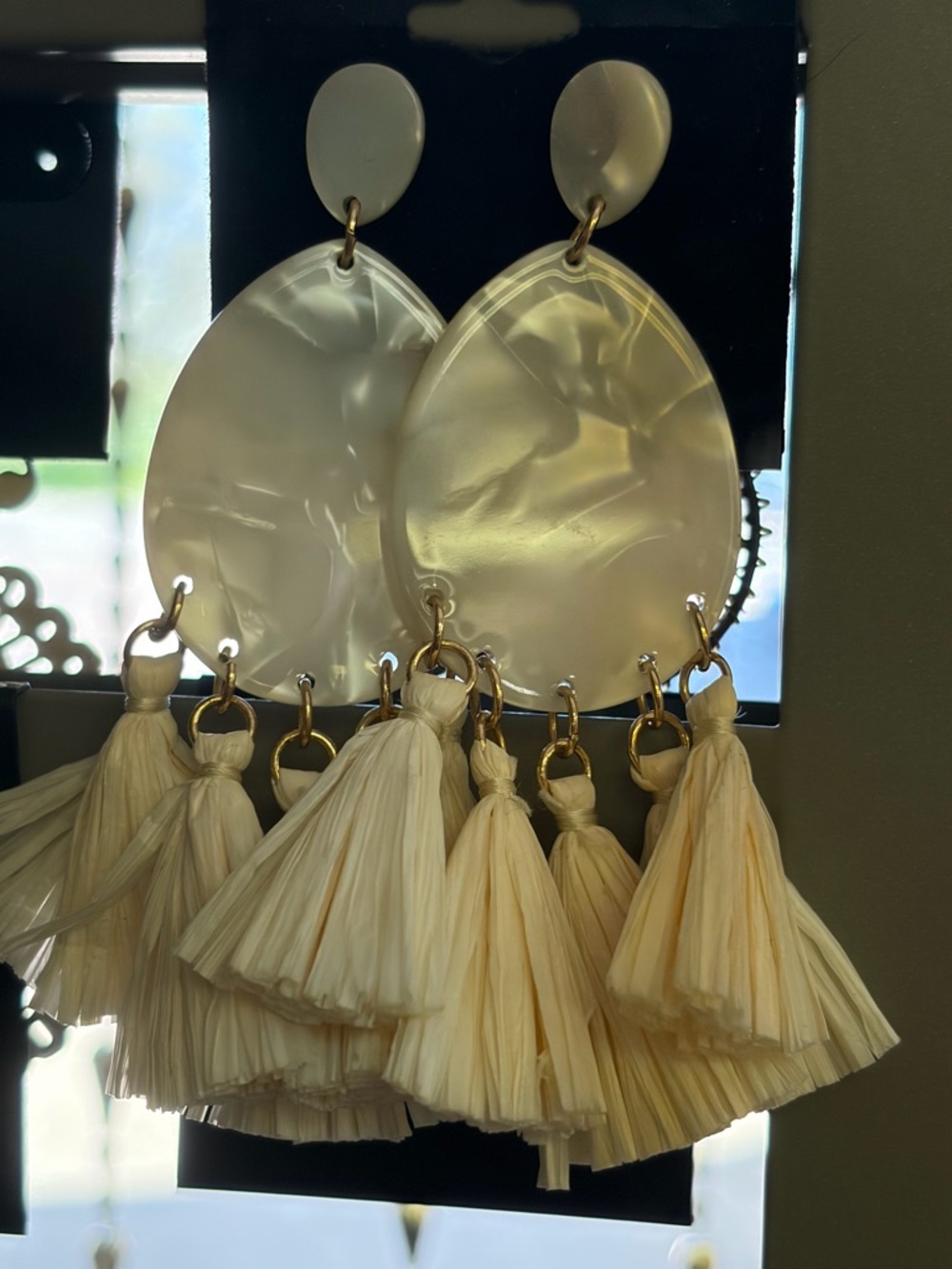Boho Cream Tassel Drop Earrings - Women Jewelry